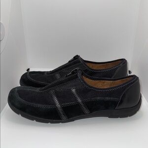 NATURALIZER ACORN BLACK SUEDE & LEATHER ZIP Flats Sneakers Women’s 8.5